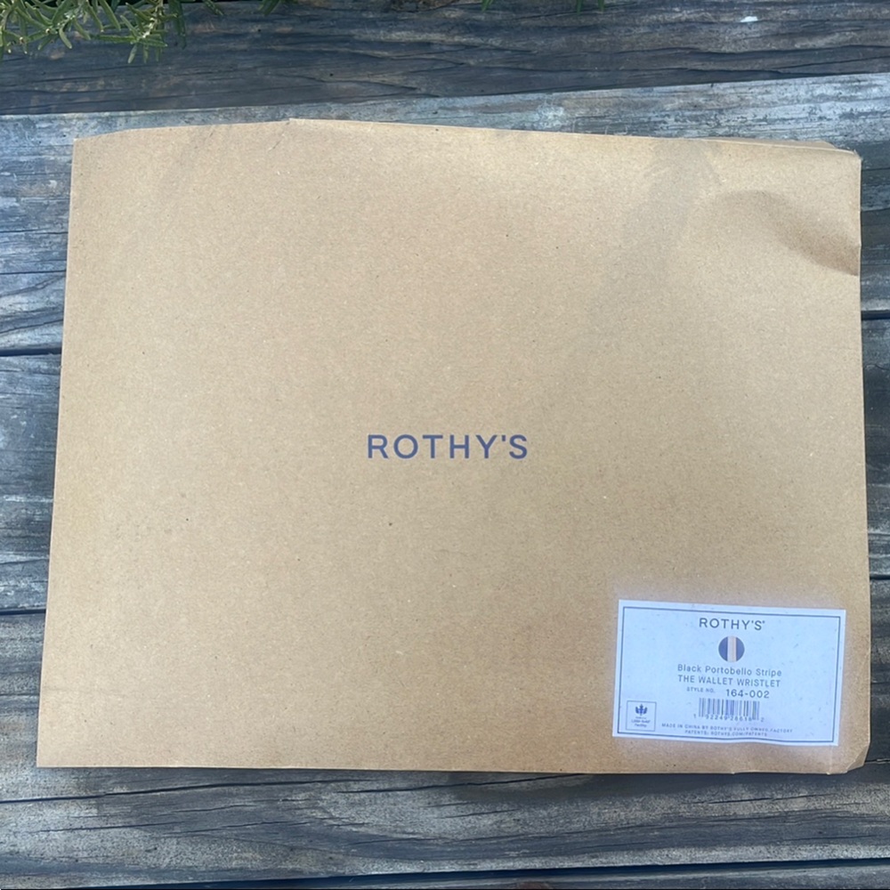 Rothy's Black Portobello Stripe Wallet Wristlet